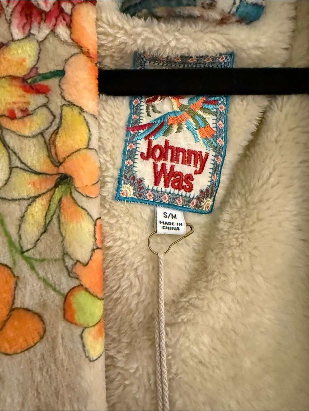 Johnny Was Multicolor Floral Patchwork Hooded Robe - Picture 5 of 6